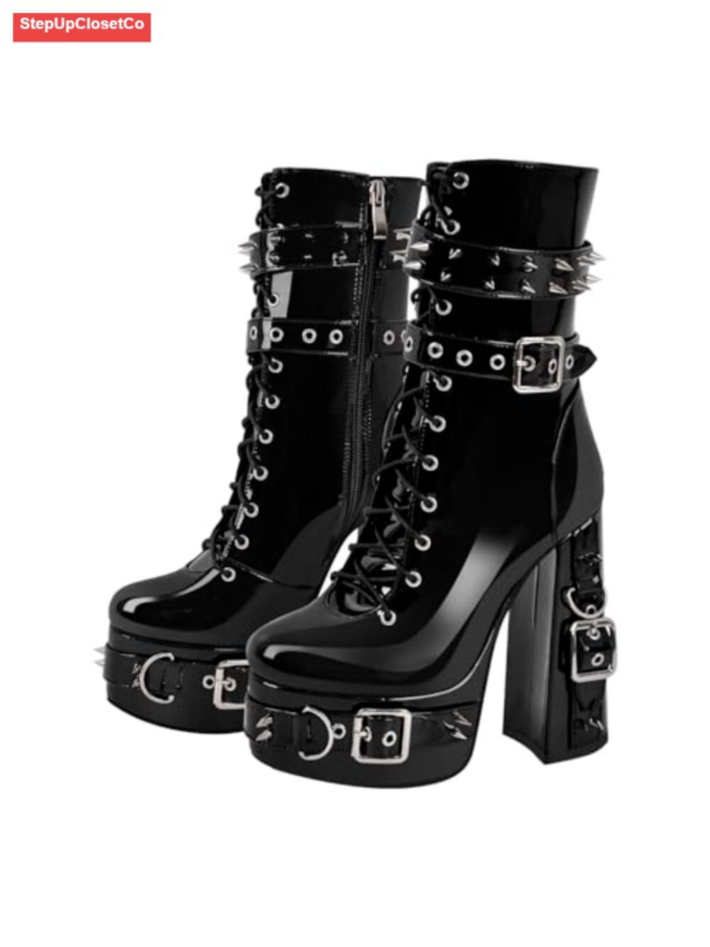 Studded Rivet Ankle Booties High Heel Punk Rock